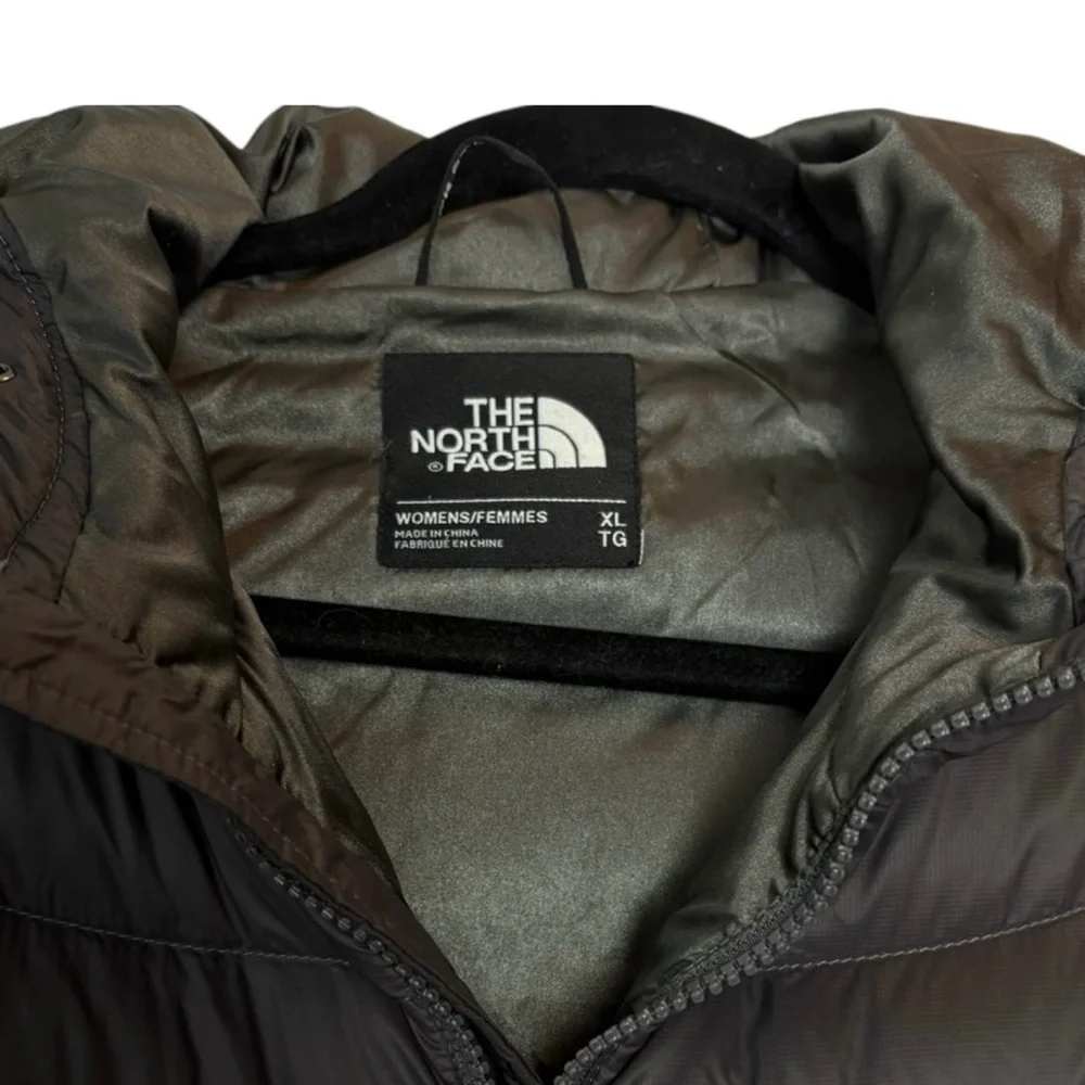 The North Face Jenae 550 Goose Down Hooded Puffer Charcoal Gray Parka Coat XL - Picture 3 of 6